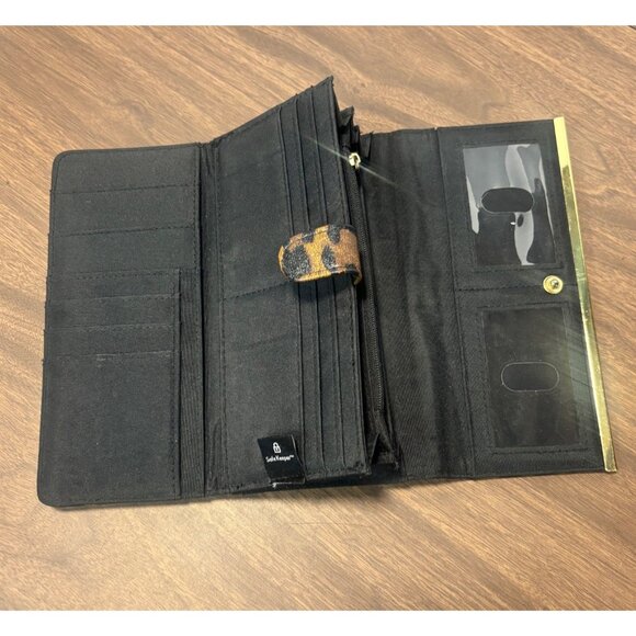 Leopard Print Safe Keeper Wallet Trifold Clutch Style Card Slots & ID Holder - Picture 6 of 14